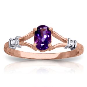 ALARRI 0.46 Carat 14K Solid Rose Gold Emotion Amethyst Diamond Ring
