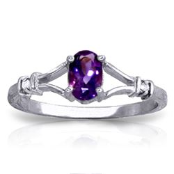 ALARRI 0.46 Carat 14K Solid White Gold Love Cuisine Amethyst Diamond Ring