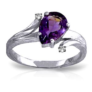 ALARRI 1.51 Carat 14K Solid White Gold Great Gesture Amethyst Diamond Ring