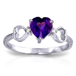 ALARRI 0.96 Carat 14K Solid White Gold Same Old Song Amethyst Diamond Ring