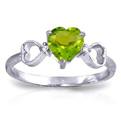 ALARRI 0.96 Carat 14K Solid White Gold Have The Stage Peridot Diamond Ring
