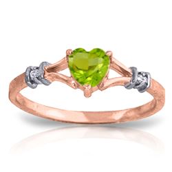 ALARRI 0.47 Carat 14K Solid Rose Gold Heartfelt Peridot Diamond Ring