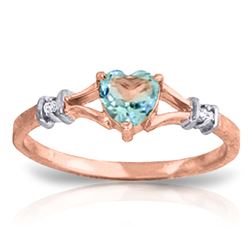 ALARRI 0.47 Carat 14K Solid Rose Gold Hearfelt Blue Topaz Diamond Ring