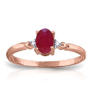 ALARRI 0.51 CTW 14K Solid Rose Gold Ring Natural Diamond Ruby