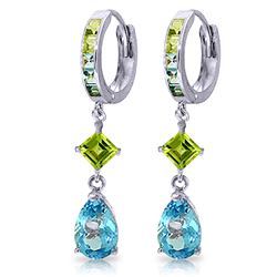 ALARRI 5.37 CTW 14K Solid White Gold Huggie Earrings Peridot Blue Topaz