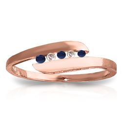 ALARRI 0.25 Carat 14K Solid Rose Gold Ring Channel Set Diamond Sapphire