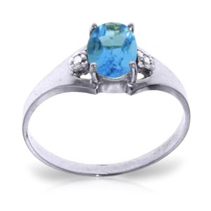 ALARRI 0.76 CTW 14K Solid White Gold Regulated Heartbeat Blue Topaz Diamond Ring