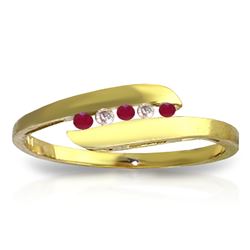 ALARRI 0.25 Carat 14K Solid Gold Ring Channel Set Diamond Ruby