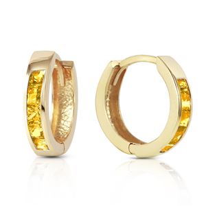 ALARRI 0.7 CTW 14K Solid Gold Hoop Huggie Earrings Citrine