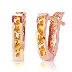 ALARRI 0.7 CTW 14K Solid Rose Gold Oval Huggie Earrings Citrine