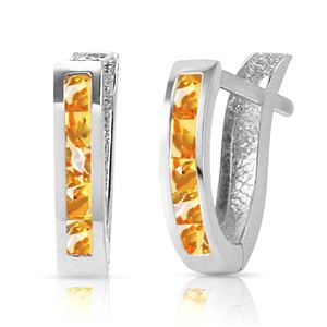 ALARRI 0.7 CTW 14K Solid White Gold Oval Huggie Earrings Citrine