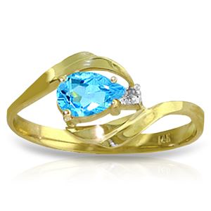 ALARRI 0.41 Carat 14K Solid Gold Confidence Is Key Blue Topaz Diamond Ring
