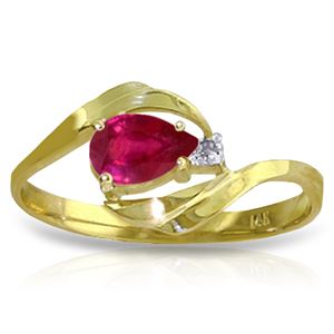 ALARRI 0.51 Carat 14K Solid Gold Ruby Heat Ruby Diamond Ring
