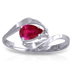 ALARRI 0.51 Carat 14K Solid White Gold Love Sees Ruby Diamond Ring