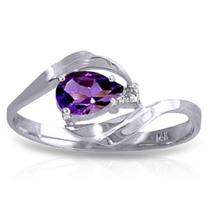 ALARRI 0.41 Carat 14K Solid White Gold Unbeatable Amethyst Diamond Ring