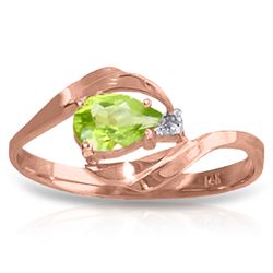 ALARRI 0.41 Carat 14K Solid Rose Gold Waves Peridot Diamond Ring