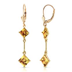 ALARRI 3.75 CTW 14K Solid Gold Leverback Earrings Citrine