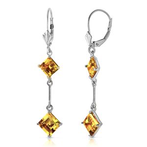 ALARRI 14K Solid White Gold Leverback Earrings w/ Citrines