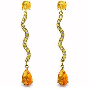 ALARRI 4.35 Carat 14K Solid Gold Earrings Diamond Citrine