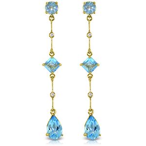ALARRI 6.06 Carat 14K Solid Gold Chandelier Earrings Diamond Blue Topaz