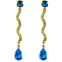 ALARRI 4.35 Carat 14K Solid Gold Earrings Diamond Blue Topaz