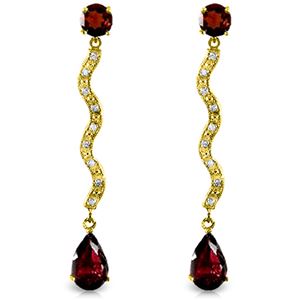 ALARRI 4.35 Carat 14K Solid Gold Earrings Natural Diamond Garnet