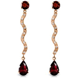 ALARRI 14K Solid Rose Gold Earrings w/ Natural Diamonds & Garnets