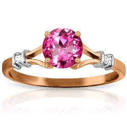 ALARRI 14K Solid Rose Gold Ring w/ Natural Diamonds & Pink Topaz