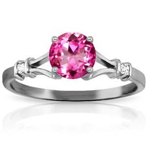 ALARRI 1.02 Carat 14K Solid White Gold Be Original Pink Topaz Diamond Ring