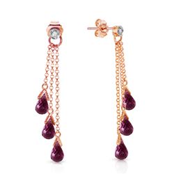 ALARRI 14K Solid Rose Gold Chandelier Earrings w/ Diamonds & Amethysts
