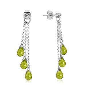 ALARRI 14K Solid White Gold Chandelier Earrings w/ Diamonds & Peridots