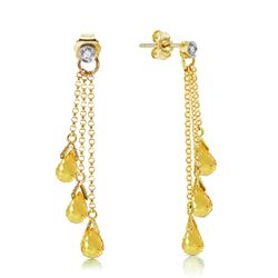 ALARRI 7.38 Carat 14K Solid Gold Chandelier Earrings Diamond Citrine