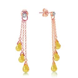 ALARRI 14K Solid Rose Gold Chandelier Earrings w/ Diamonds & Citrines