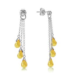 ALARRI 14K Solid White Gold Chandelier Earrings w/ Diamonds & Citrines