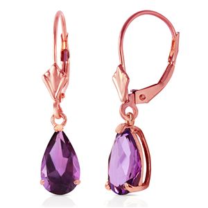 ALARRI 2.5 Carat 14K Solid Rose Gold Leverback Earrings Amethyst