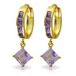 ALARRI 3.8 Carat 14K Solid Gold Hoop Earrings Dangling Amethysts