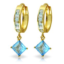 ALARRI 4.4 Carat 14K Solid Gold Hoop Earrings Dangling Blue Topaz