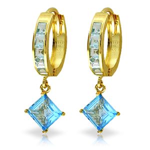 ALARRI 4.4 Carat 14K Solid Gold Hoop Earrings Dangling Blue Topaz