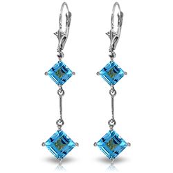 ALARRI 14K Solid White Gold Leverback Earrings w/ Blue Topaz