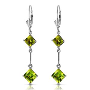 ALARRI 3.75 CTW 14K Solid White Gold Leverback Earrings Peridot