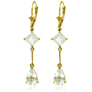 ALARRI 3.75 Carat 14K Solid Gold Leverback Earrings Aquamarine