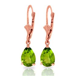 ALARRI 3 Carat 14K Solid Rose Gold Leverback Earrings Peridot