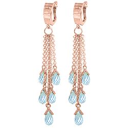 ALARRI 7.3 Carat 14K Solid Rose Gold Chandelier Earrings Blue Topaz