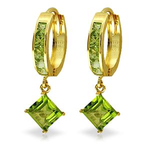 ALARRI 4 CTW 14K Solid Gold Hoop Earrings Dangling Peridot