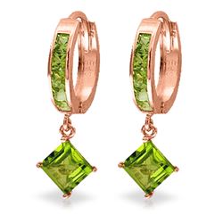 ALARRI 4 CTW 14K Solid Rose Gold Hoop Earrings Dangling Peridot