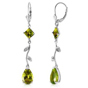 ALARRI 3.97 Carat 14K Solid White Gold Chandelier Earrings Diamond Peridot