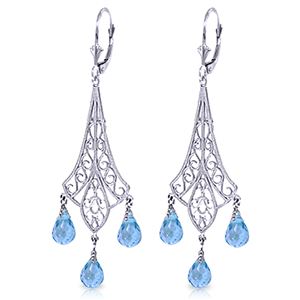 ALARRI 4.8 CTW 14K Solid White Gold Chandelier Earrings Briolette Blue Topaz