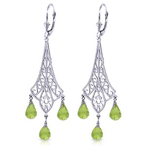 ALARRI 4.5 CTW 14K Solid White Gold Chandelier Earrings Briolette Peridot