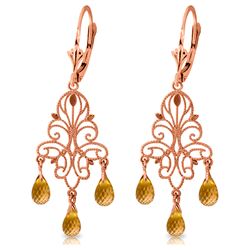 ALARRI 3.75 CTW 14K Solid Rose Gold Chandelier Earrings Natural Citrine