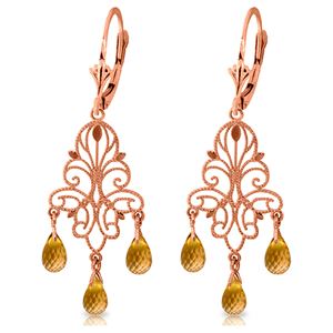 ALARRI 3.75 CTW 14K Solid Rose Gold Chandelier Earrings Natural Citrine
